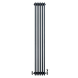 Traditional 4 Column Radiator & Valves - 1800 x 290mm - Anthracite Grey