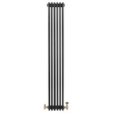 Traditional 4 Column Radiator & Valves - 1800 x 290mm - Black