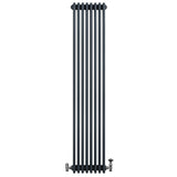 Traditional 4 Column Radiator & Valves - 1800 x 380mm - Anthracite Grey