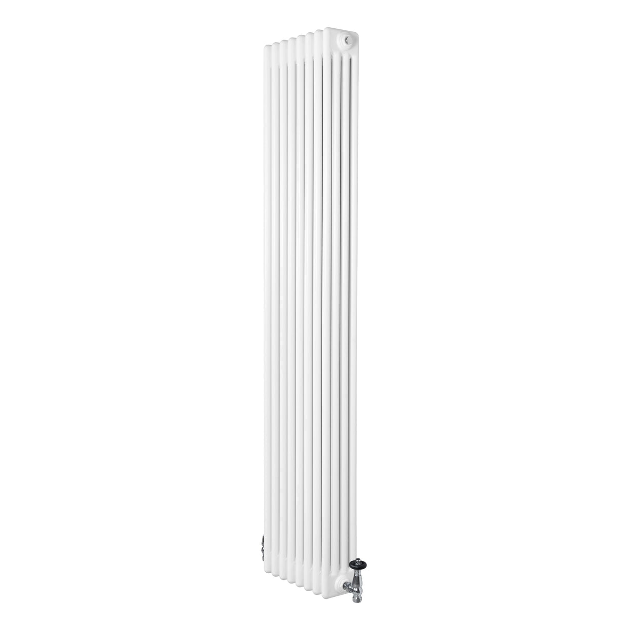 Traditional 4 Column Radiator & Valves - 1800 x 380mm - White