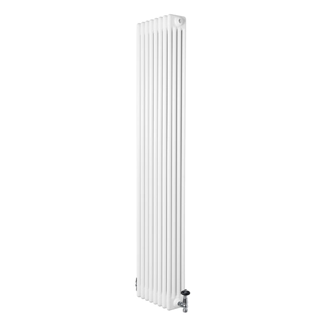 Traditional 4 Column Radiator & Valves - 1800 x 380mm - White