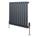 Oval Single Column Radiator & Valves  600mm x 600mm  Anthracite Grey