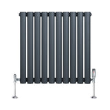 Oval Single Column Radiator & Valves  600mm x 600mm  Anthracite Grey
