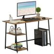 HOMCOM Computer Desk with Storage, Industrial Home Office Desk with 2 Tier Shelves and Steel Frame, Work Desk for Study Room, Black and Rustic Brown