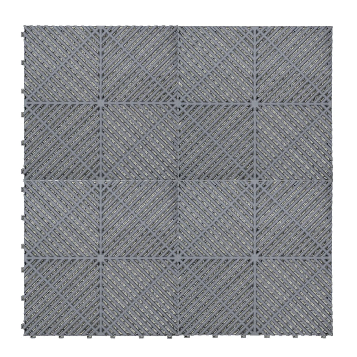 Vented Garage Floor Tiles x 120 With Edges - Grey