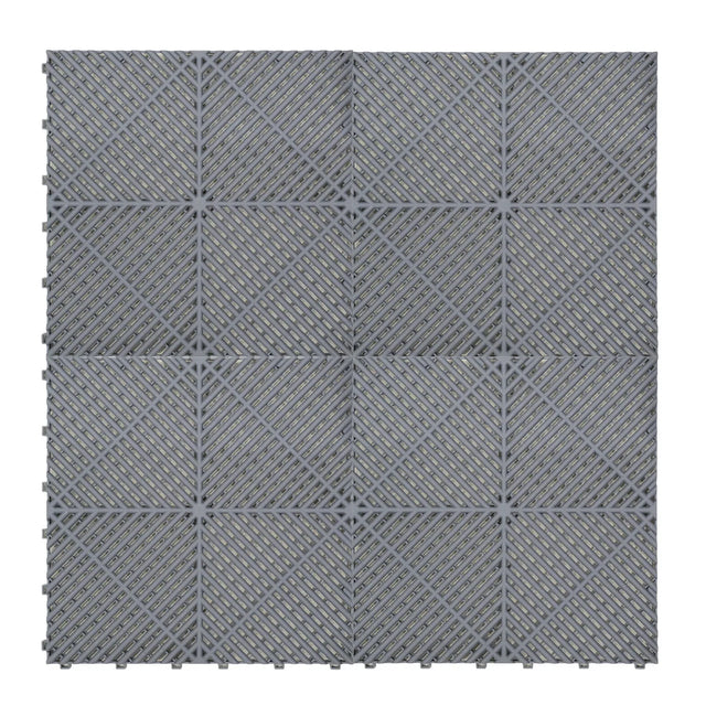 Vented Garage Floor Tiles x 120 With Edges - Grey