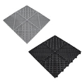 Vented Garage Floor Tiles With Edges  60 Black & 60 Grey