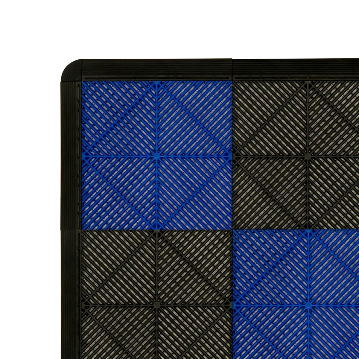 Vented Garage Floor Tiles With Edges  60 Black & 60 Blue