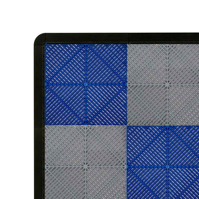 Vented Garage Floor Tiles With Edges  60 Grey & 60 Blue