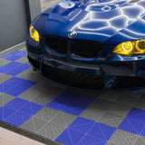 Vented Garage Floor Tiles With Edges  60 Grey & 60 Blue