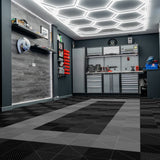 Vented Garage Floor Tiles With Edges  90 Black & 30 Grey