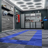 Vented Garage Floor Tiles With Edges  165 Grey & 60 Blue