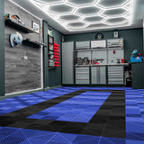 Vented Garage Floor Tiles With Edges  90 Blue & 30 Black