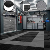 Vented Garage Floor Tiles With Edges  165 Black & 60 Grey