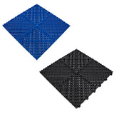 Vented Garage Floor Tiles With Edges  165 Black & 60 Blue
