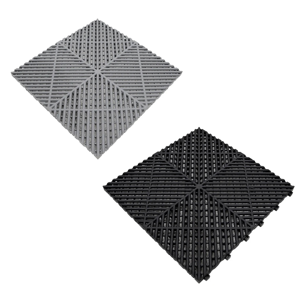 Vented Garage Floor Tiles With Edges  165 Grey & 60 Black