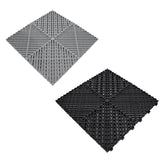 Vented Garage Floor Tiles With Edges  165 Grey & 60 Black