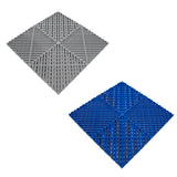 Vented Garage Floor Tiles With Edges  165 Grey & 60 Blue