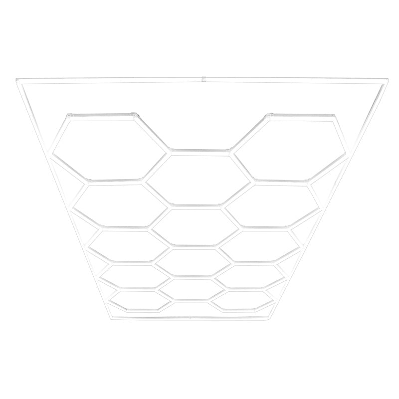 Hexagon LED Light & Vented Garage Floor Tiles With Edges - 90 Blue & 30 Black