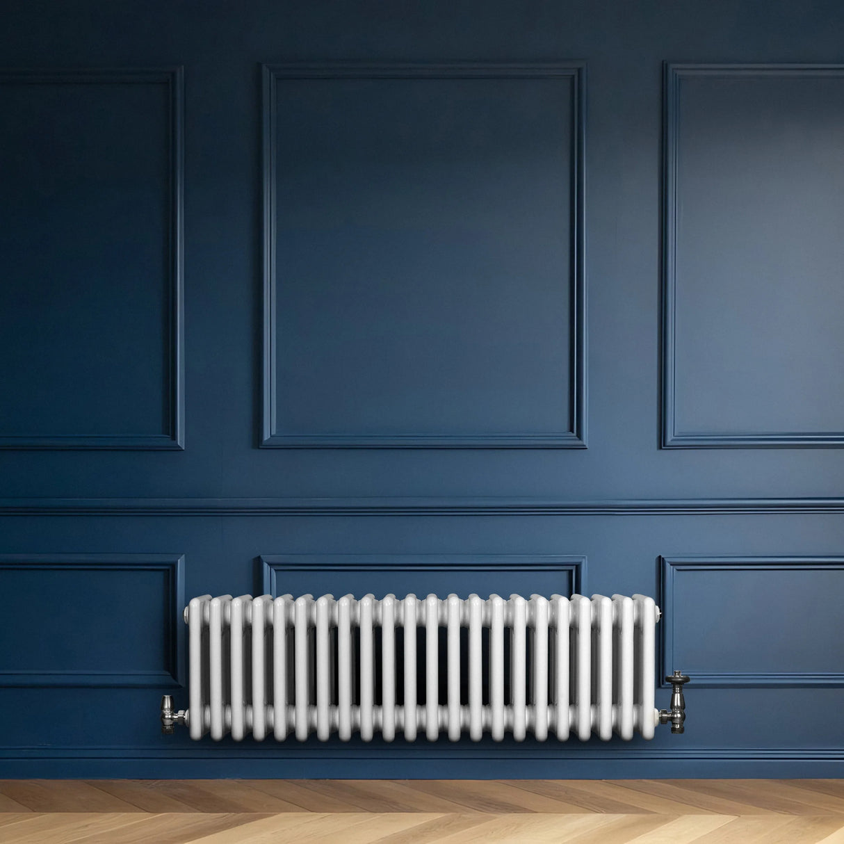 Traditional 4 Column Radiator & Valves - 300 x 1010mm - White