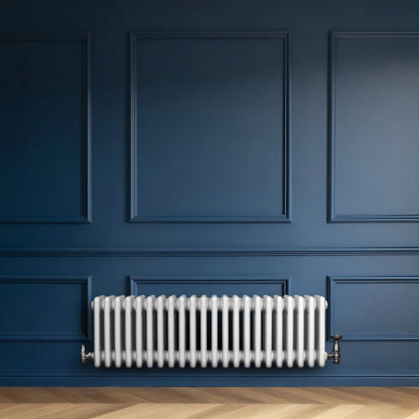Traditional 4 Column Radiator & Valves - 300 x 1010mm - White