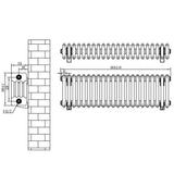 Traditional 4 Column Radiator - 300 x 1010mm - White