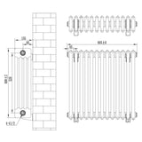 Traditional 4 Column Radiator - 600 x 605mm - Anthracite Grey