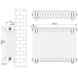 Traditional 4 Column Radiator - 600 x 785mm - White