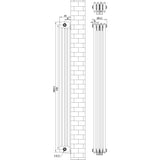 Traditional 4 Column Radiator - 1800 x 200mm - Black