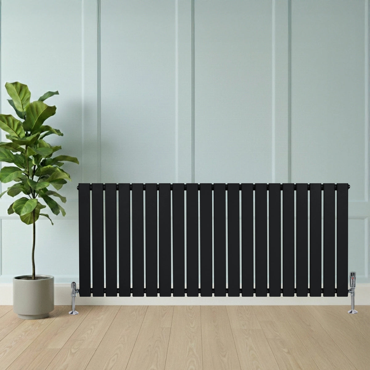 Flat Single Column Radiator - 600 x 1400mm - Black