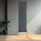 Flat Single Column Radiator - 1600 x 420mm - Anthracite Grey