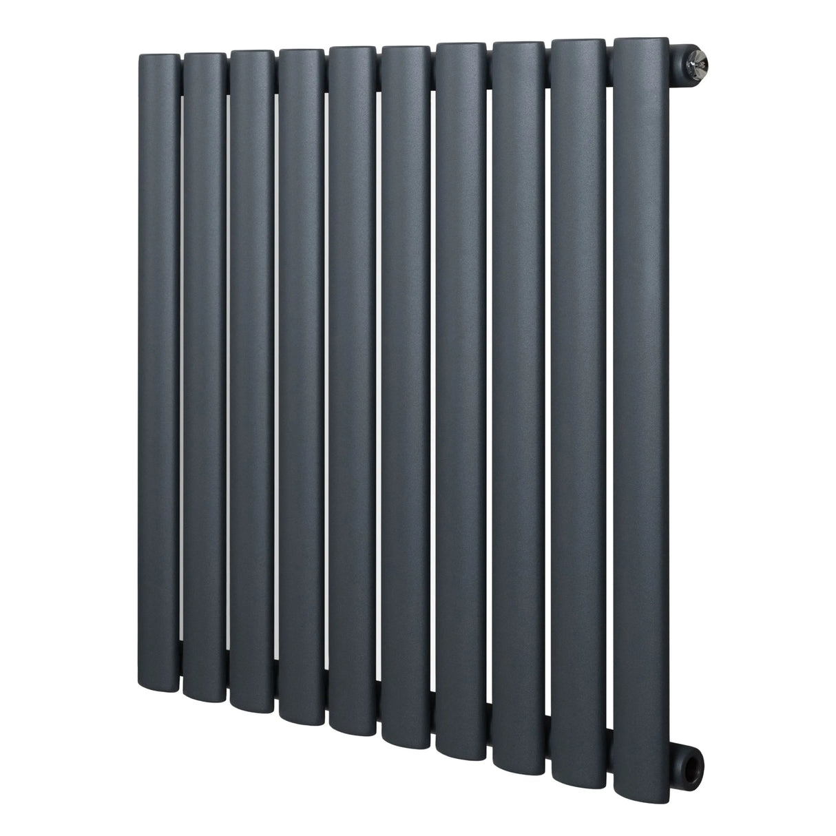 Oval Single Column Radiator - 600 x 600mm - Anthracite Grey