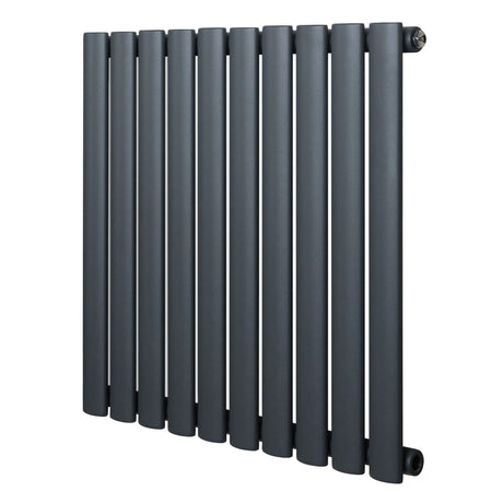 Oval Single Column Radiator - 600 x 600mm - Anthracite Grey
