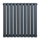 Oval Single Column Radiator - 600 x 600mm - Anthracite Grey