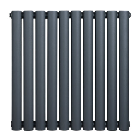 Oval Single Column Radiator - 600 x 600mm - Anthracite Grey