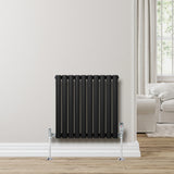 Oval Single Column Radiator - 600 x 600mm - Black