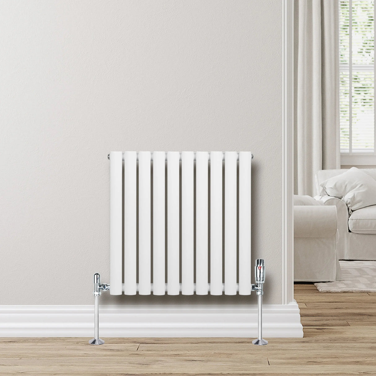 Oval Single Column Radiator - 600 x 600mm - White
