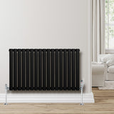 Oval Single Column Radiator - 600 x 1020mm - Black
