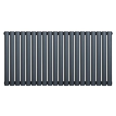 Oval Single Column Radiator - 600 x 1200mm - Anthracite Grey