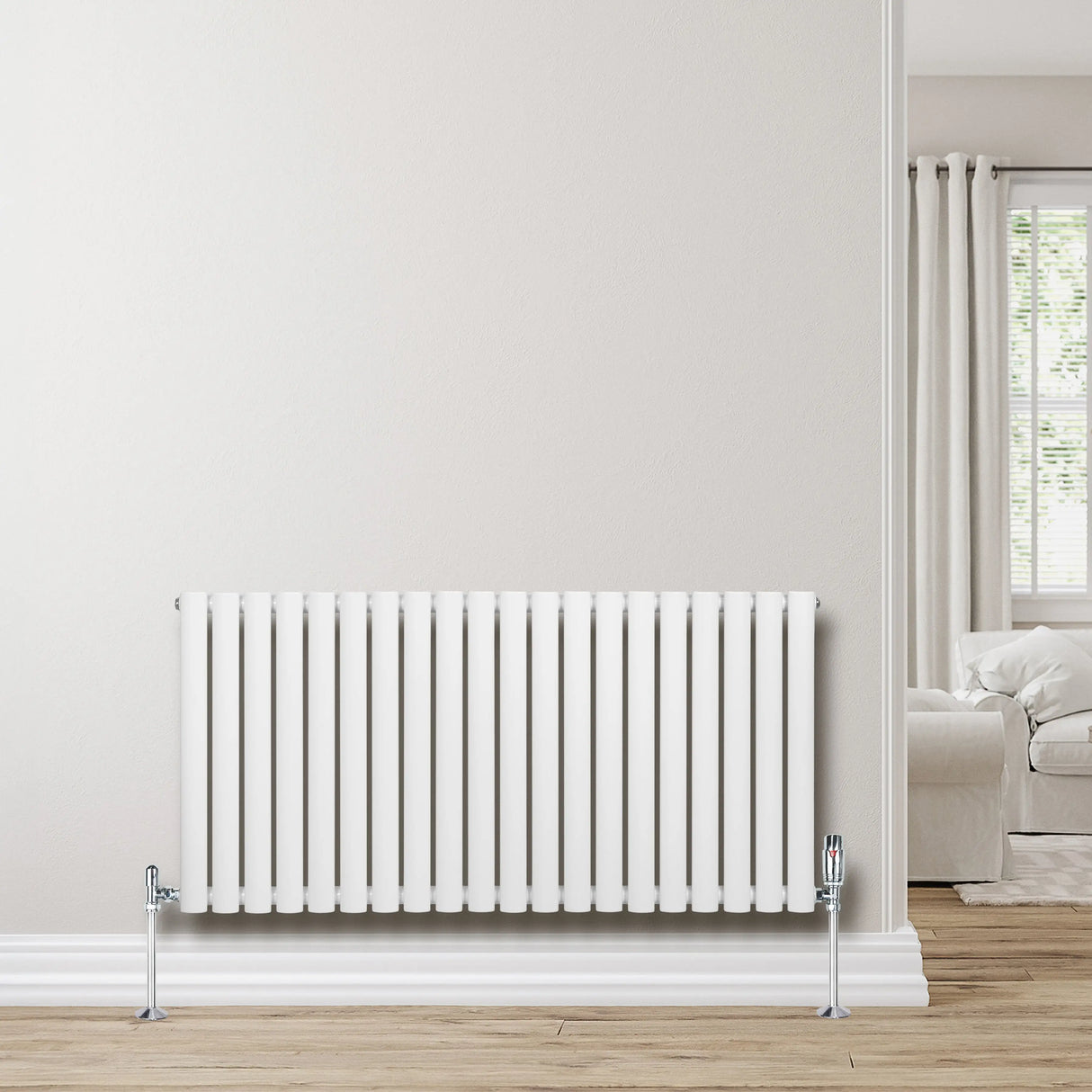 Oval Single Column Radiator - 600 x 1200mm - White