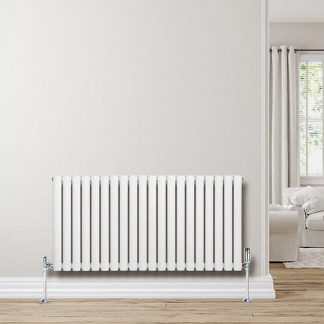 Oval Single Column Radiator - 600 x 1200mm - White