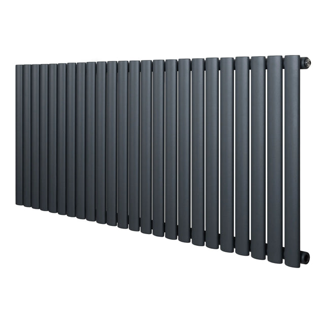 Oval Single Column Radiator - 600 x 1440mm - Anthracite Grey