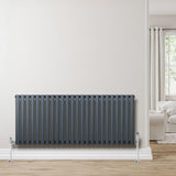Oval Single Column Radiator - 600 x 1440mm - Anthracite Grey