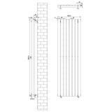 Oval Single Column Radiator - 1600 x 480mm - Anthracite Grey