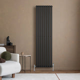 Oval Single Column Radiator - 1800 x 480mm - Black