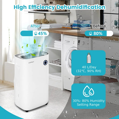 40L/Day Dehumidifier with 5 Modes and 2 Speed