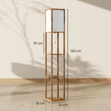 HOMCOM Floor Lamp with Shelves, 4 Layer Standing Lamp with USB Ports, 3 Colour Temperature, Rustic Brown