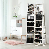 2-in-1 Lockable Jewelry Cabinet with Full Length Mirror