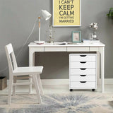 5 Drawer Mobile Lateral Filing Storage Home Office Floor Cabinet with Wheels-White
