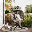 Outsunny Round Egg Basket Chair, with Steel Stand, Sand